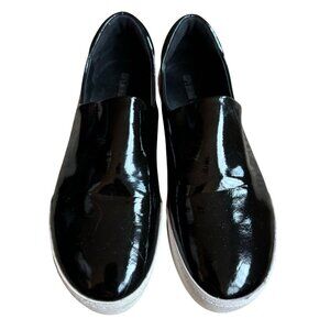 Opening Ceremony Cici Black Patent Leather Platform Slip On Sneakers Shoes - Siz